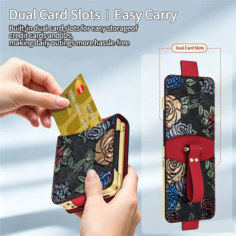 Galaxy Z Flip 8 Leather Kickstand Case with Card Slots – View 9