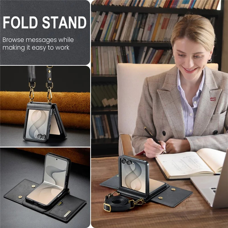 Galaxy Z Flip 8 Wallet Case with Kickstand and Shoulder Strap – View 10