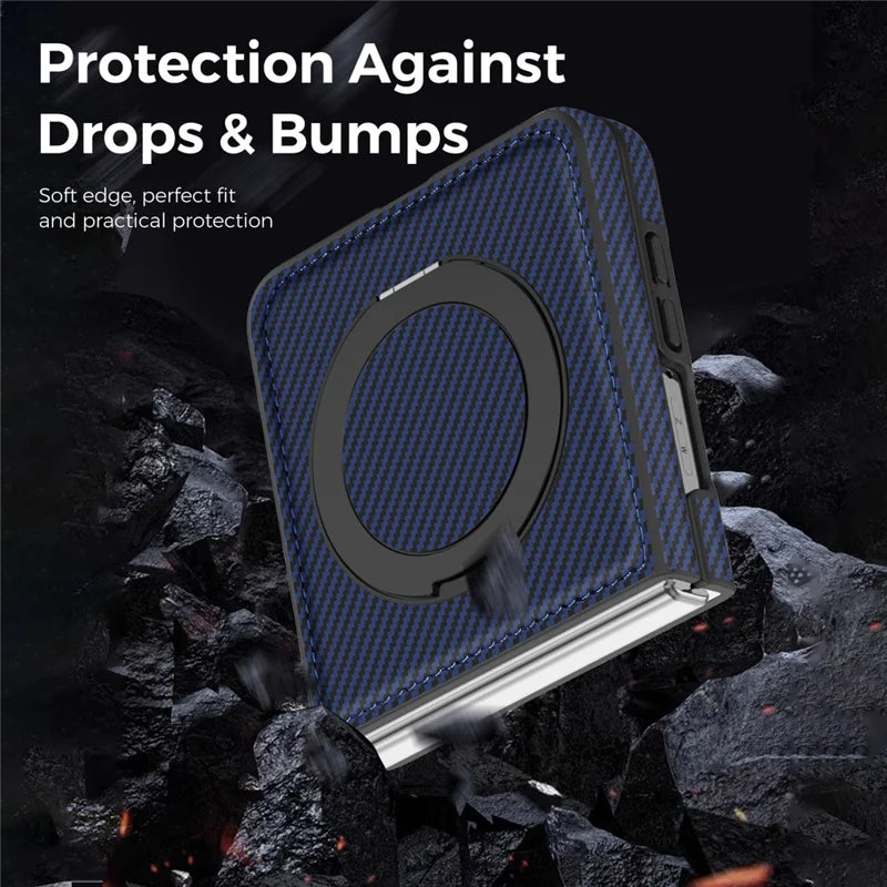 Galaxy Z Flip 8 Magnetic Kickstand Case with Carbon Fiber Texture – View 10