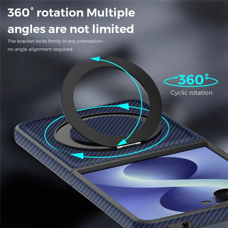 Galaxy Z Flip 8 Magnetic Kickstand Case with Carbon Fiber Texture – View 16