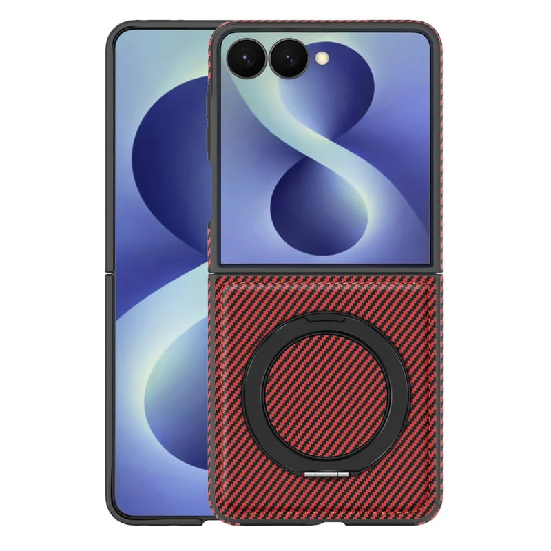 Galaxy Z Flip 8 Magnetic Kickstand Case with Carbon Fiber Texture – View 3