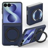 Galaxy Z Flip 8 Magnetic Kickstand Case with Carbon Fiber Texture – View 8