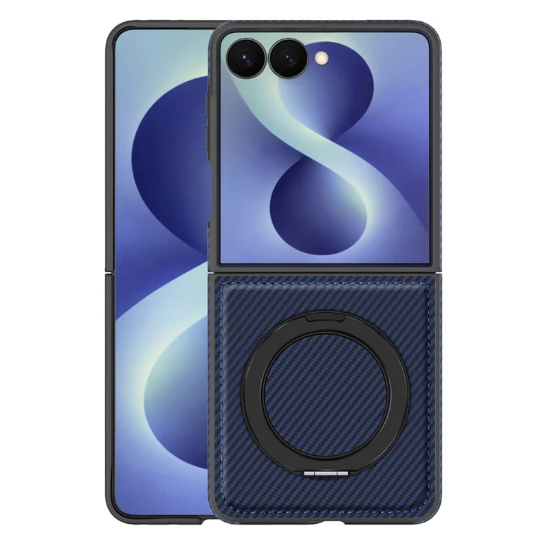 Galaxy Z Flip 8 Magnetic Kickstand Case with Carbon Fiber Texture