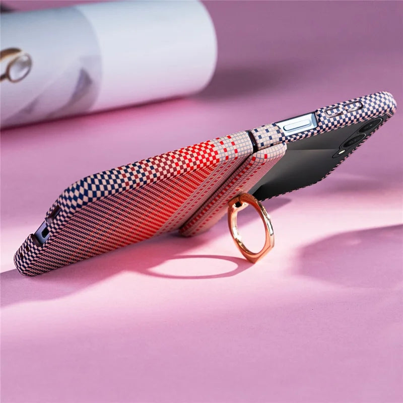 Galaxy Z Flip 8 Ring Holder Kickstand Case with Tempered Glass – View 5