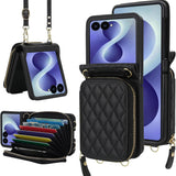 Galaxy Z Flip 8 Leather Case with Detachable Lanyard and Card Holder
