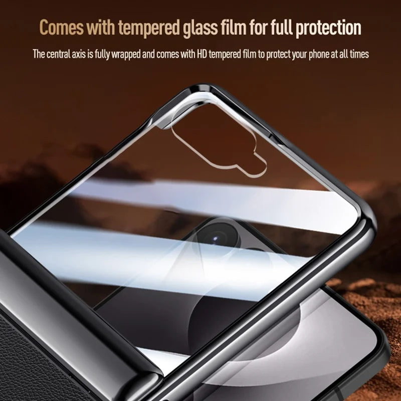 Galaxy Z Flip 8 Magnetic Ring Kickstand Case with Tempered Glass – View 12