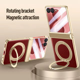 Galaxy Z Flip 8 Magnetic Ring Kickstand Case with Tempered Glass – View 5