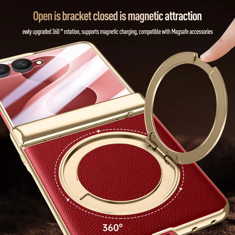 Galaxy Z Flip 8 Magnetic Ring Kickstand Case with Tempered Glass – View 8
