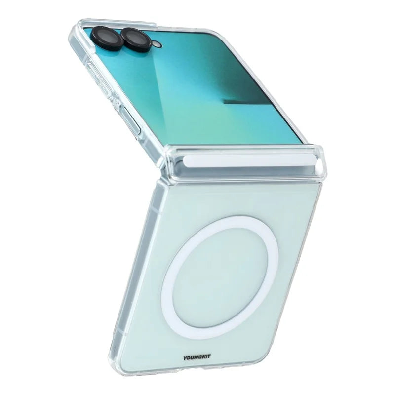 Galaxy Z Flip 8 Transparent Magnetic Case with Hinge Protection – View 3